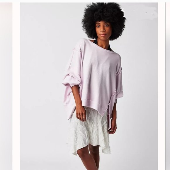 NWT FREE PEOPLE Camden Pale Pink Oversized Sweatshirt We The Free